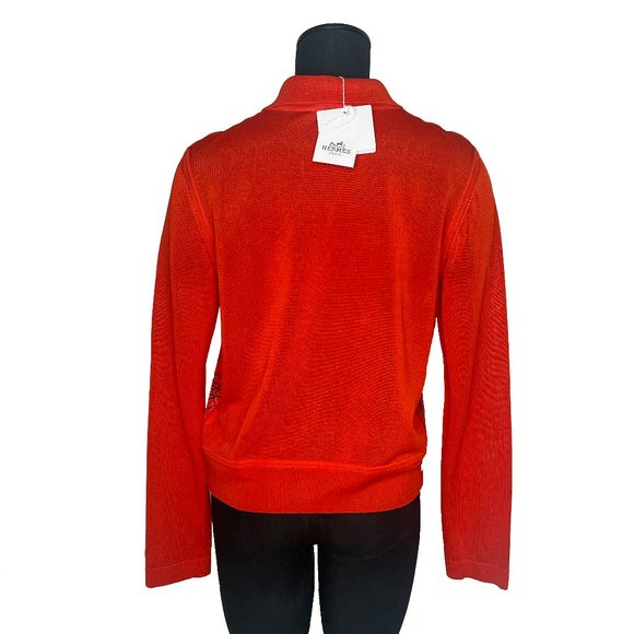 New Hermes Womens Constellation Cardigan Silk Twill & Silk Tricotage EU Size 42 - Picture 11 of 14